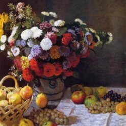 Authentic Flowers and Fruit (1869) by Claude Monet – High-Quality Reproduction Oil Painting by Dafen Village Artists