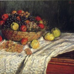 Claude Monet 1879 Fruit Basket with Apples and Grapes – Stunning Hand-Painted Oil Painting from Dafen Village