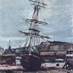 Impressionist Stranded Boat in Fécamp by Claude Monet (1868) | Handcrafted Oil Painting from Dafen Village