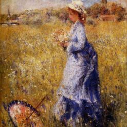 Renoir "Girl Gathering Flowers" c.1872 – Premium Oil Painting Reproduction from Dafen Village Art Studio