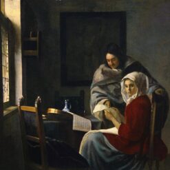 Beautiful Vermeer Oil Painting 'Girl Interrupted at Her Music' – Custom Reproduction for Home Décor from Dafen Village Studio