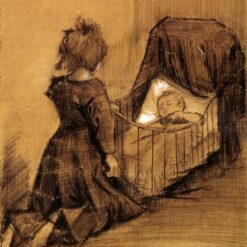 Custom Oil Painting of Girl Kneeling by a Cradle (1883) by Vincent van Gogh – Handmade by Dafen Village Artists