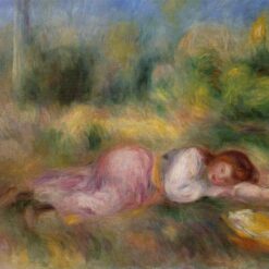 Pierre-Auguste Renoir "Girl Stretched out on the Grass" (1890) – Handcrafted Oil Painting Reproduction for Elegant Portrait or Pastoral Decor