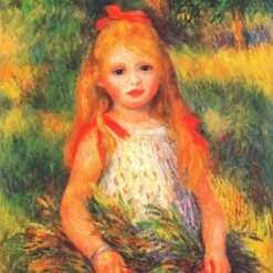 Girl with Flowers" by Pierre-Auguste Renoir – 1888 Oil Painting Reproduction – Custom Art from Dafen Village