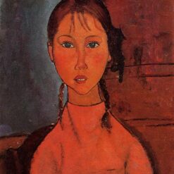 Amedeo Modigliani "Girl with Pigtails" 1918 - Authentic Oil Painting Reproduction | Elegant Canvas Art from Dafen Village