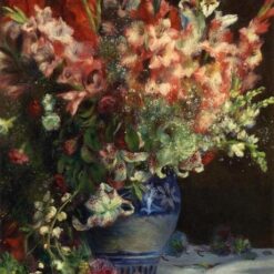 Pierre-Auguste Renoir "Gladiolas in a Vase" (1874 - 1875) – Handcrafted Oil Painting Reproduction for Floral Still Life Decor