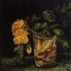 High-Quality Hand-Painted Glass with Roses (1886) by Vincent van Gogh - Floral Still Life Art for Your Home | Dafen Village
