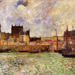 Harbour Scene, Dieppe" by Paul Gauguin c.1883 - Hand-Painted Oil Painting Reproduction | French Seaside Art on Canvas