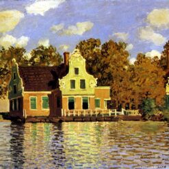 Claude Monet Houses on the Zaan River at Zaandam (1871) Oil Painting – Handmade Impressionist Art from Dafen Village