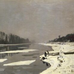 Original Claude Monet Ice Floes on the Seine at Bougival (1867-1868) – Elegant Oil Painting Reproduction