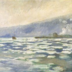 Claude Monet’s Ice, Lock Port Villez (1893) – Fine Art Oil Painting Replica for Home or Office, Handcrafted in Dafen Village
