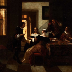 Custom Oil Painting 'Merry Society' by Johannes Vermeer – Affordable, High-Quality Canvas Art from Dafen Village Studio