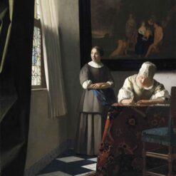 Hand-Painted Oil Painting of Vermeer's 'Lady Writing a Letter with Her Maid' – Custom Reproduction from Dafen Village Studio