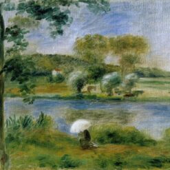 Pierre-Auguste Renoir "Landscape, Banks of the River" – Handcrafted Oil Painting Reproduction for River and Nature Art Decor