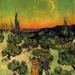 Dafen Village Oil Painting Studio’s High-Quality Reproduction of Vincent van Gogh's Landscape with Couple Walking and Crescent Moon (1890)