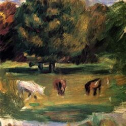 Pierre-Auguste Renoir "Landscape with Horses" Oil Painting Reproduction – Hand-painted Masterpiece from Dafen Village
