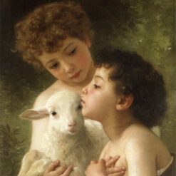 Custom Oil Painting of Bouguereau's "Les Enfants à L'Agneau" | Elegant 1879 Artwork from Dafen Village