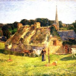 Lollichon's Field and the Church of Pont-Aven" by Paul Gauguin 1886 - Oil Painting Reproduction | Serene French Landscape with Church and Field