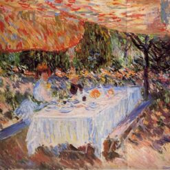 Lunch under the Canopy (1883) Claude Monet Oil Painting, Stunning Nature and Dining Scene, Dafen Village Artist