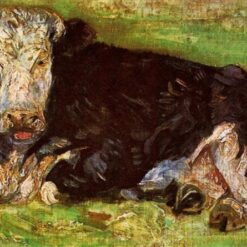 Lying Cow Oil Painting Replica, 1883 Vincent van Gogh Artwork, Hand-painted Cow Portrait for Home Decor