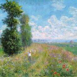 Claude Monet Meadow with Poplars (1875) Oil Painting - Impressionist Landscape Art for Home Decor