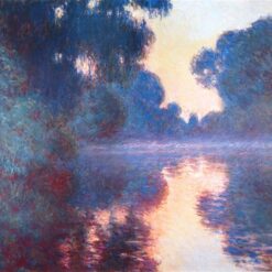 Hand-Painted Monet 'Misty Morning on the Seine in Bue' 1897 - Vibrant Impressionist Landscape Oil Painting for Home Decoration