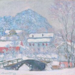 Winter Landscape Art: Hand-Painted Norway, Sandviken Village in the Snow by Claude Monet - Dafen Village Studio Creation