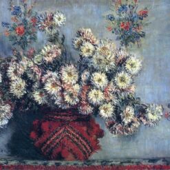 Vibrant Chrysanthemums by Claude Monet – Handcrafted Floral Oil Painting, Available from Dafen Village Studio