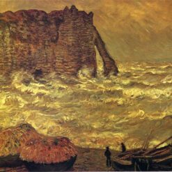 Impressionist 'Mer agitée à Étretat' by Claude Monet | Custom Oil Painting from Dafen Village