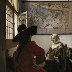 Johannes Vermeer 'Officer and Laughing Girl' (c.1657) – An Elegant Fusion of Elegance and Playfulness in Dutch Art