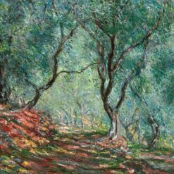 Authentic Hand-Painted Oil Painting of Claude Monet’s Olive Tree Wood in the Moreno Garden (1884)