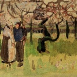1888 Orchard in Blossom with Two Figures Spring by Vincent van Gogh - Custom Oil Painting Reproduction from Dafen Village