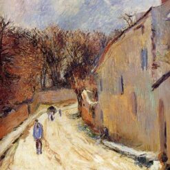 Osny, Rue de Pontoise, Winter" - Paul Gauguin 1883 | Handcrafted Oil Painting Reproduction | Atmospheric Snowy French Village Art