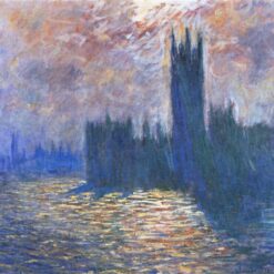 Claude Monet's Parliament, Reflections on the Thames (1905) | Beautiful Hand-Painted Oil Painting | Ideal for Office or Living Room