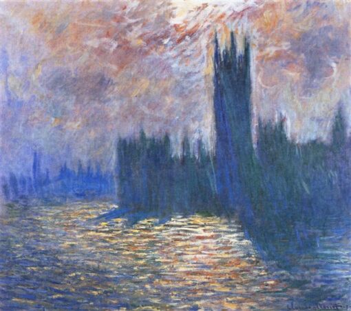 El Parlamento de Claude Monet, Reflejos sobre el Támesis (1905) | Precioso óleo pintado a mano | Ideal para la oficina o el salón