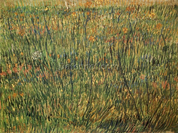 Handmade Pasture in Bloom 1887 Oil Painting by Vincent van Gogh – Perfect for Art Lovers