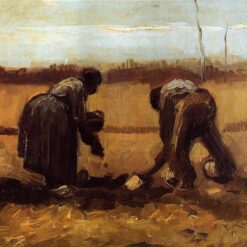 Vincent van Gogh's 'Peasant Man and Woman Planting Potatoes' (1885) - Classic Oil Painting for Home Decor