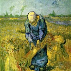 Authentic 1889 Vincent van Gogh Peasant Woman Binding Sheaves Painting | Custom Oil Art from Dafen Village