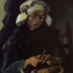 Peasant Woman Peeling Potatoes Oil Painting by Vincent van Gogh – 1885 Vintage Masterpiece – Dafen Village Custom Artwork