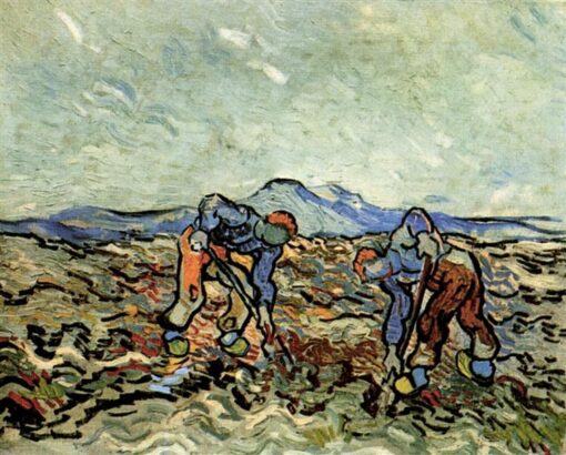Stunning Peasants Lifting Potatoes Oil Painting by Vincent van Gogh – 1890 Reproduction, Crafted by Dafen Village Artist