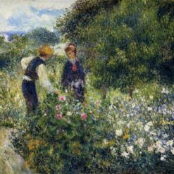 Pierre-Auguste Renoir "Picking Flowers" 1875 – Handcrafted Oil Painting Reproduction for Floral and Garden Art Decor
