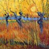 Gorgeous Van Gogh Style Pollard Willows and Setting Sun Oil Painting, Custom Canvas Art, Dafen Village Studio Craftsmanship