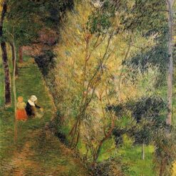 Pont-Aven Woman and Child" by Paul Gauguin 1886 - Oil Painting Reproduction | Expressive Scene in Vibrant Colors Capturing Intimacy