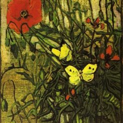 Vincent van Gogh's Poppies and Butterflies (1890) - Custom Oil Painting on Canvas by Dafen Village Artist