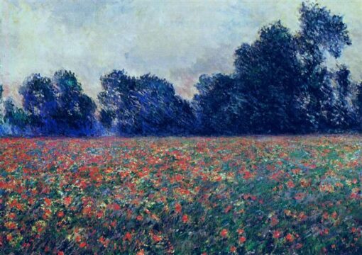 Handcrafted Poppies at Giverny Oil Painting – Claude Monet’s Iconic Impressionist Garden Scene from Dafen Village