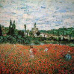 Reproduction of Monet's Poppy Field near Vetheuil (1879) in Fine Oil Painting - Crafted by Dafen Village's Skilled Artists