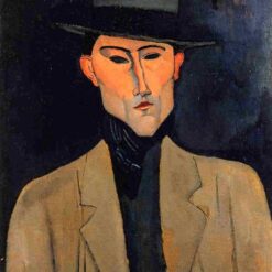 Portrait of a Man with Hat" (Jose Pacheco) by Amedeo Modigliani - Hand-Painted Oil Painting Reproduction | Fine Art Canvas from Dafen Village