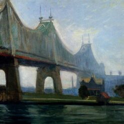 Queensborough Bridge" by Edward Hopper - 1913 Oil Painting Reproduction | Beautiful Hand-Painted Canvas Artwork for Art Collectors