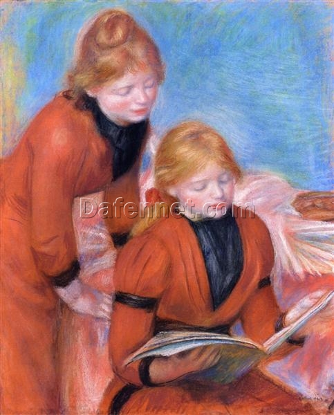 Pierre-Auguste Renoir “Reading” c.1889 – Handcrafted Oil Painting Reproduction for Figurative and Literary Art Decor