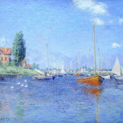 Hand-Painted Red Boats on the Seine – Claude Monet's 1875 Masterpiece | Dafen Village Oil Painting